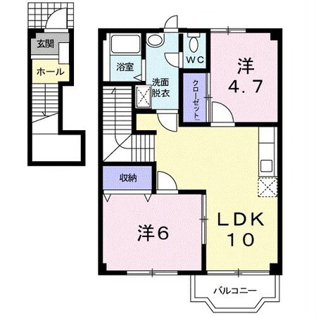 古国府駅 徒歩5分 2階の物件間取画像